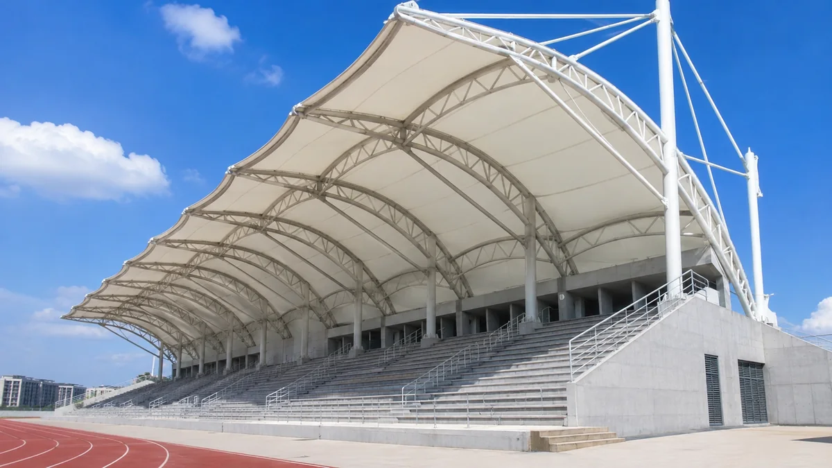 PTFE membrane stadium roof with long span tensile structure for public sports facilities