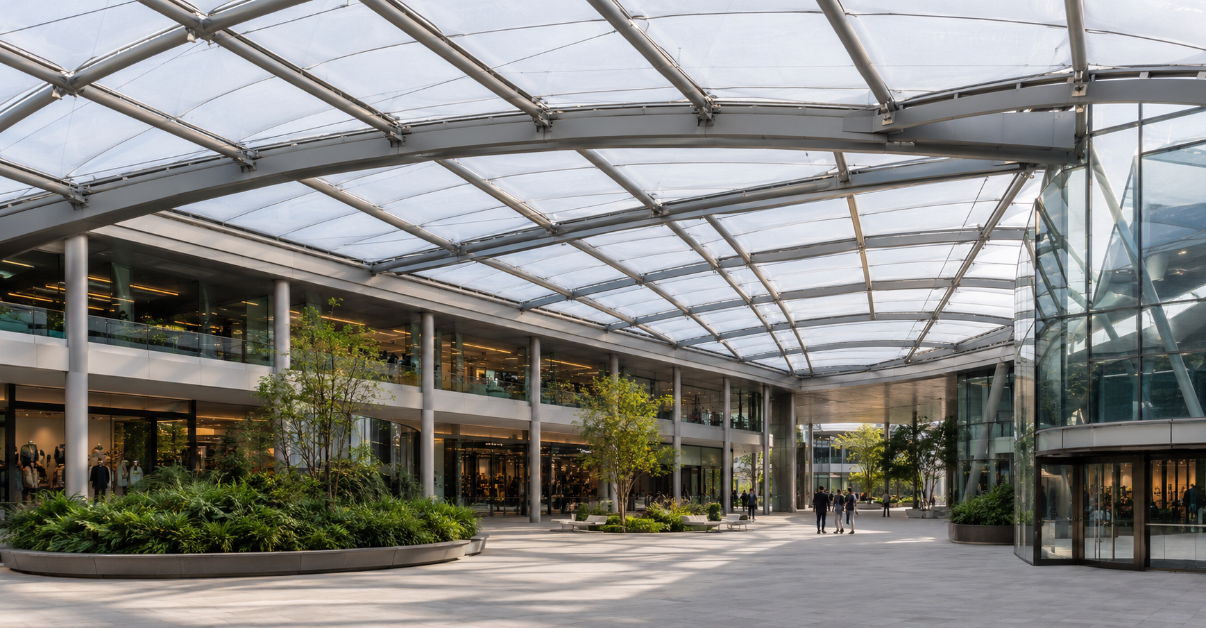 ETFE cushion roof components and perimeter fixing details