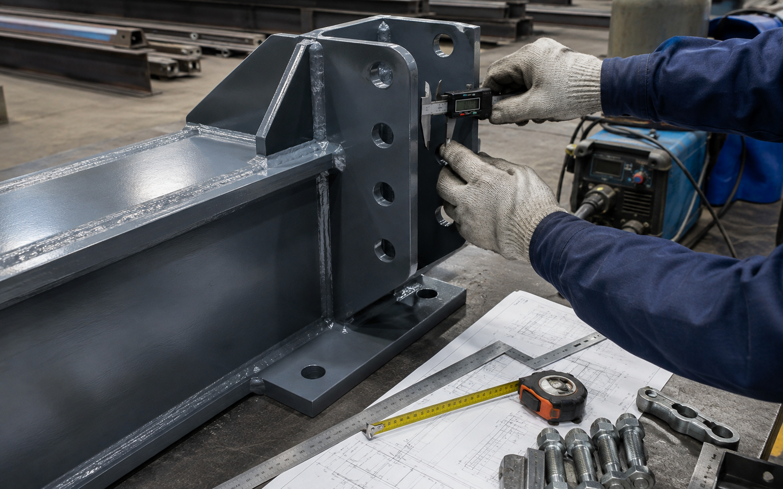 Steel frame dimension inspection for tensile membrane structure